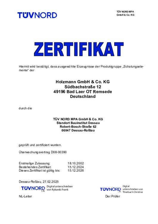 ZERTIFIKAT TÜV NORD