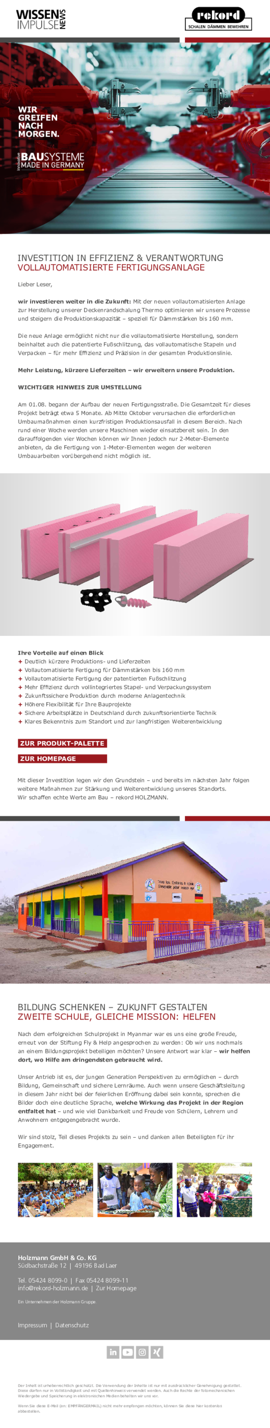 9. Newsletter | VOLLAUTOMATISIERTE FERTIGUNGSANLAGE