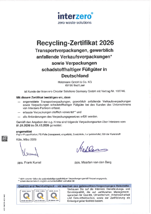 RECYCLING-ZERTIFIKAT 2026