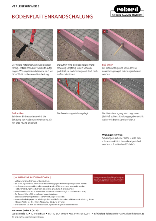Bodenplattenrandschalung