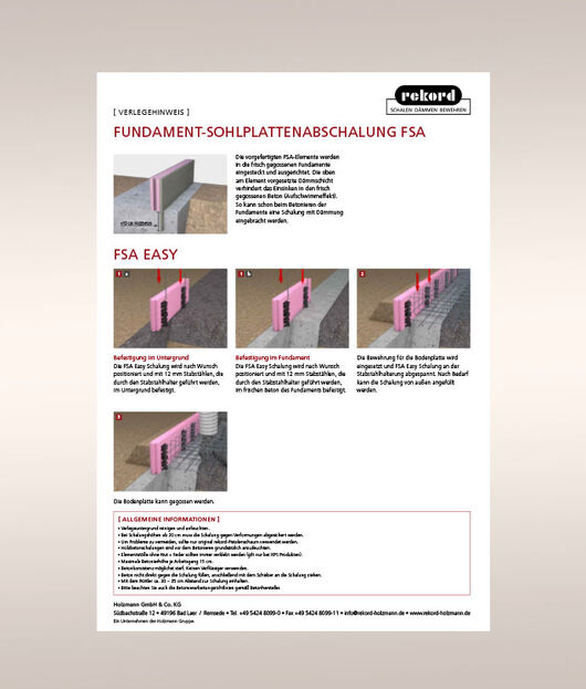 Fundament-Sohlplattenabschalung FSA / FSA EASY