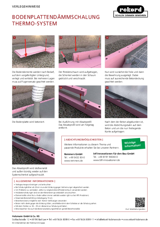 Bodenplattendämmschalung Thermo System Bodenplattendämmschalung Thermo System