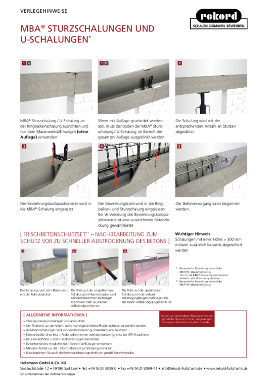 MBA® Sturz- und U-Schalung