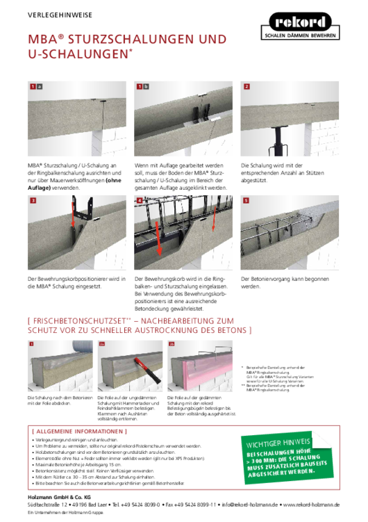 MBA® Sturz- und U-Schalung