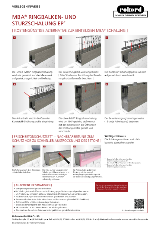 MBA® Ringbalken- und Sturzschalung EP