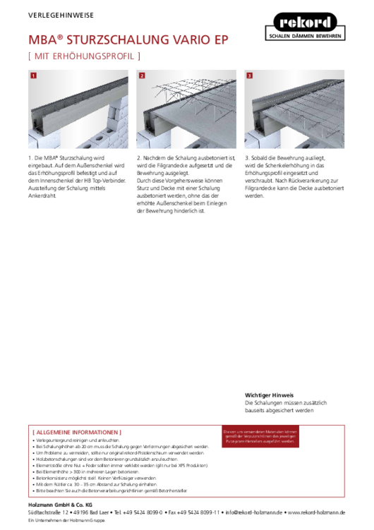 MBA® Sturzschalung Vario EP