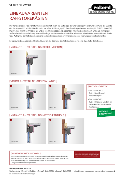 Einbauvarianten Raffstorekästen